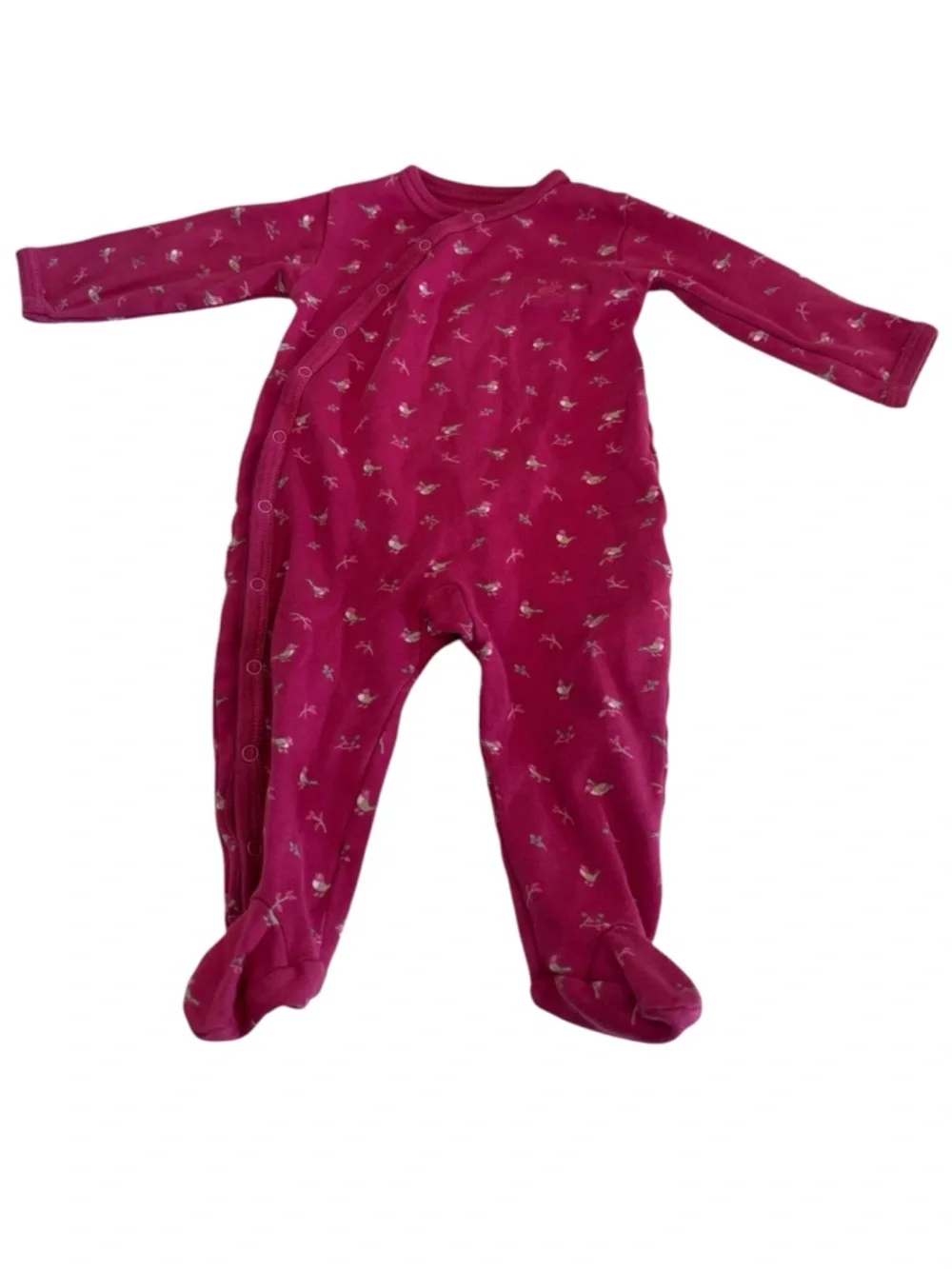 Babycottons Pink Bird Print Pima Cotton Footed Sleeper 3M Luxury Romper Peru